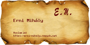 Erni Mihály névjegykártya